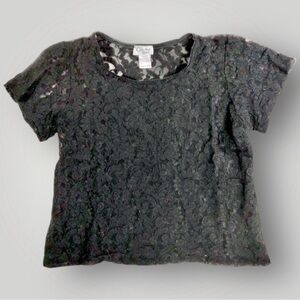 Cinema Etoile Black Lace Short Sleeve Shirt Blouse See Through Size Medium!